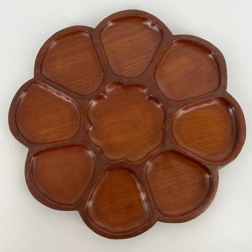 Haiti Flower Tray divided wooden serving tray vintage